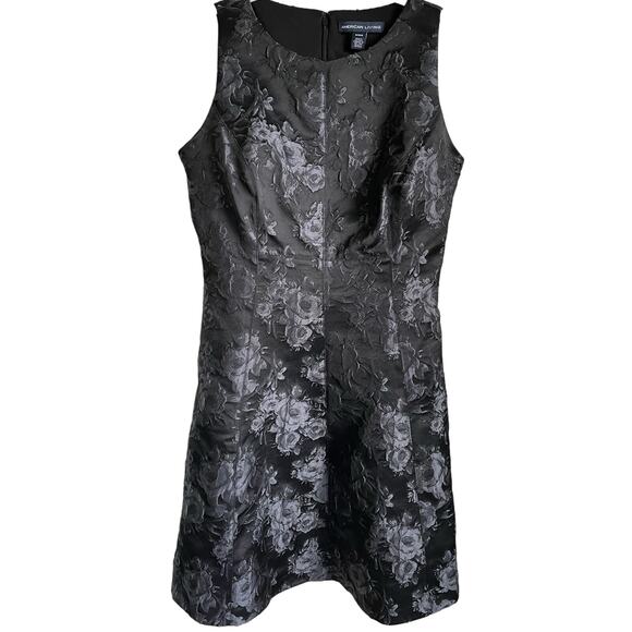 American Living Jacquard Dress Black Floral Fit and Flare Sz 6 Cocktail Party - Picture 1 of 7